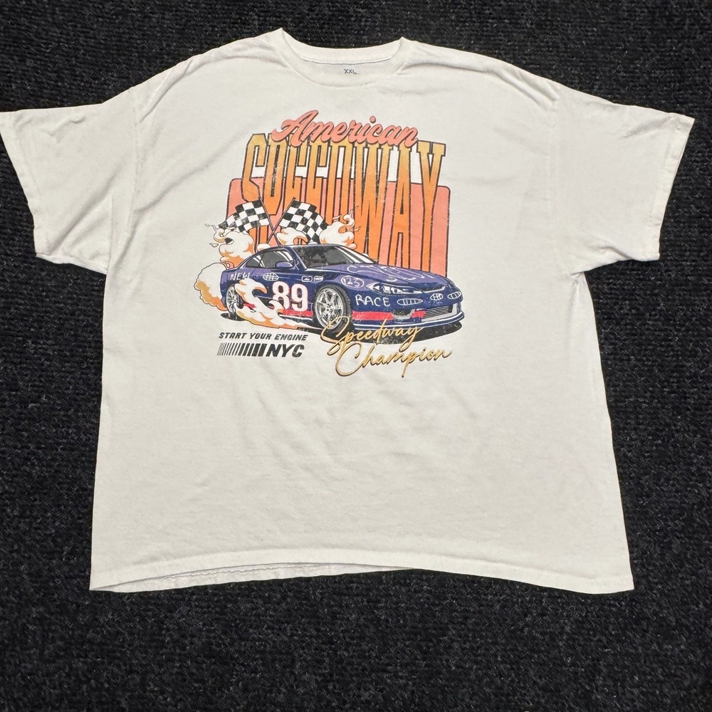 Goodie Two Sleeves Mens XXL American Speedway Champion Race Car Graphic T-Shirt
